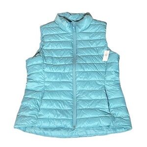 Old Navy Blue Aqua Narrow Channel Quilted Puffer Vest Size Large NWT